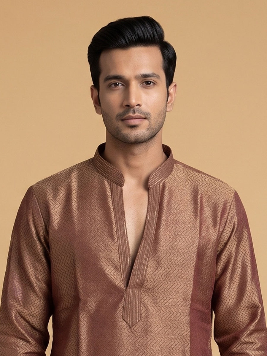 Silk Slend Self Embroidered Kurta Pajama 2Pc Prince