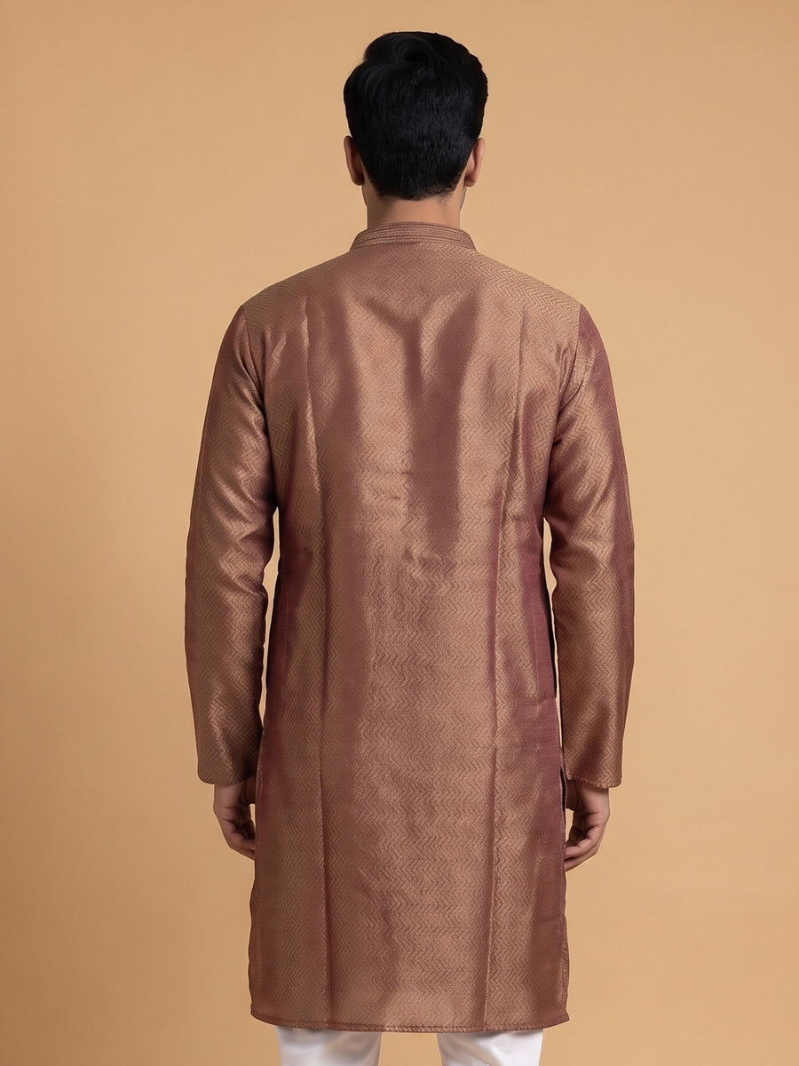 Silk Slend Self Embroidered Kurta Pajama 2Pc Prince