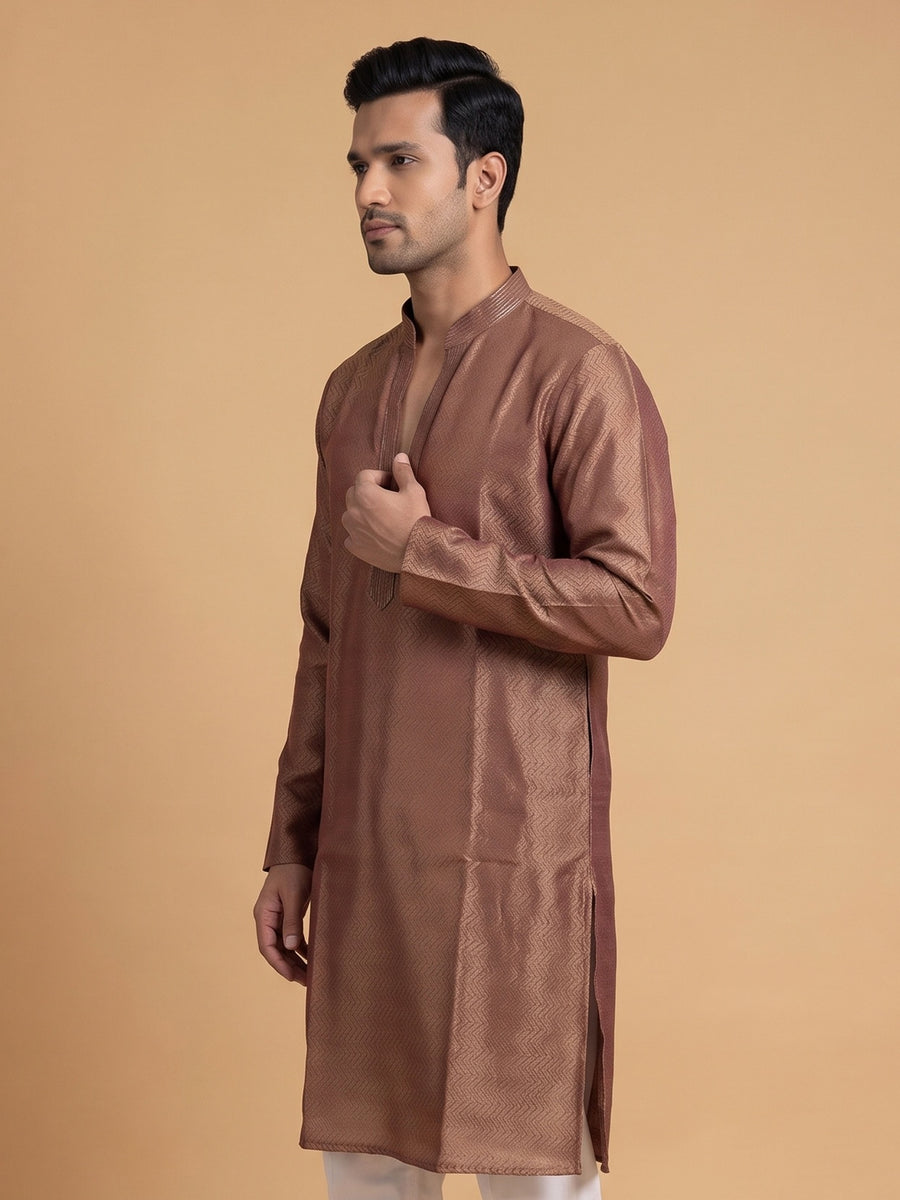 Silk Slend Self Embroidered Kurta Pajama 2Pc Prince