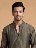 Silk Slend Self Embroidered Kurta Pajama 2Pc Prince