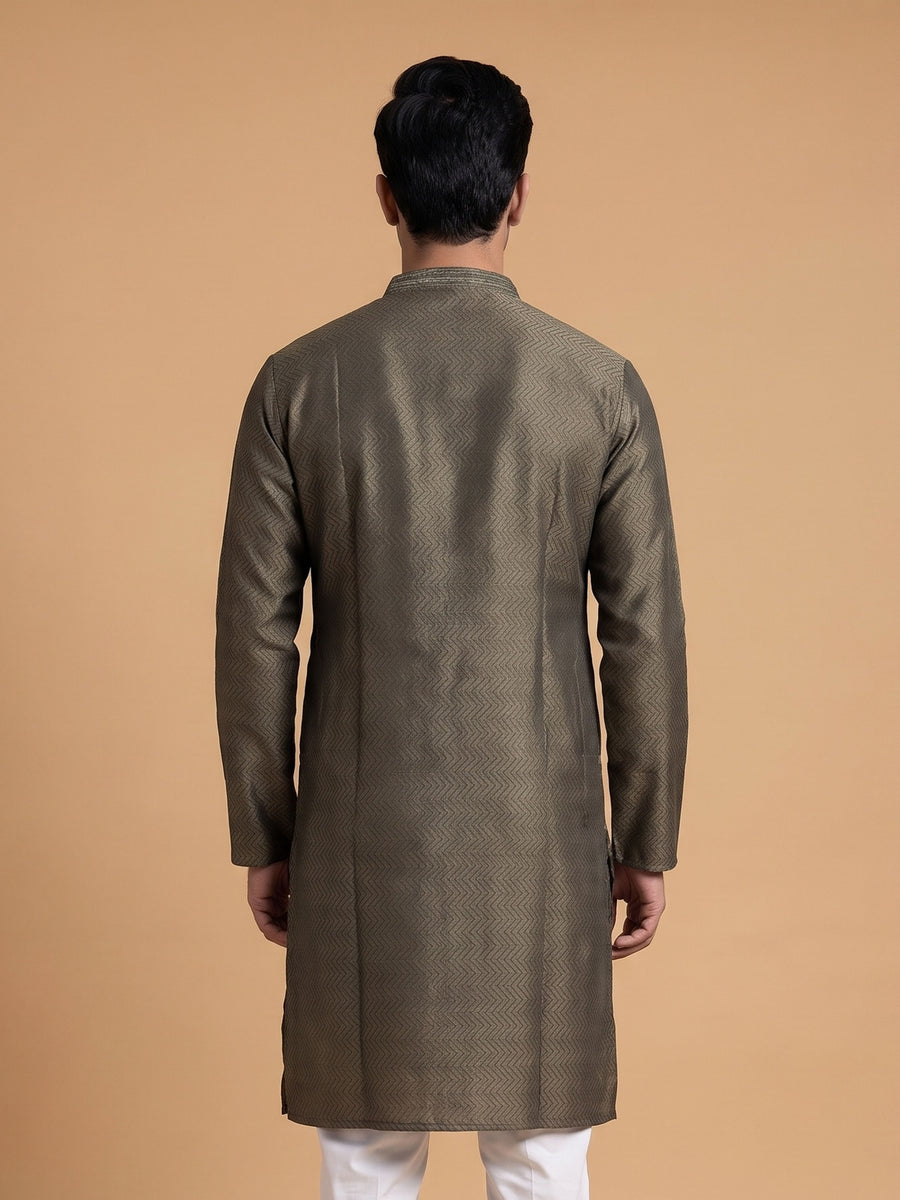Silk Slend Self Embroidered Kurta Pajama 2Pc Prince