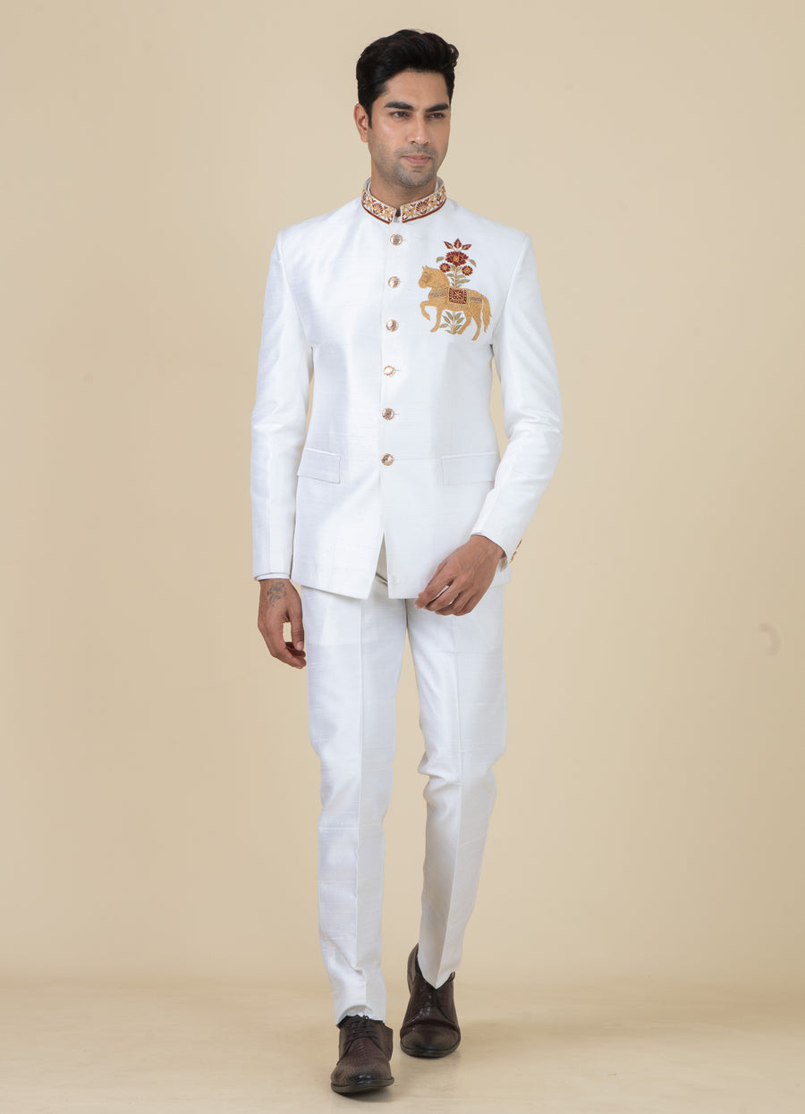 MLS EMBROIDERED JODHPURI SUIT 2PCS