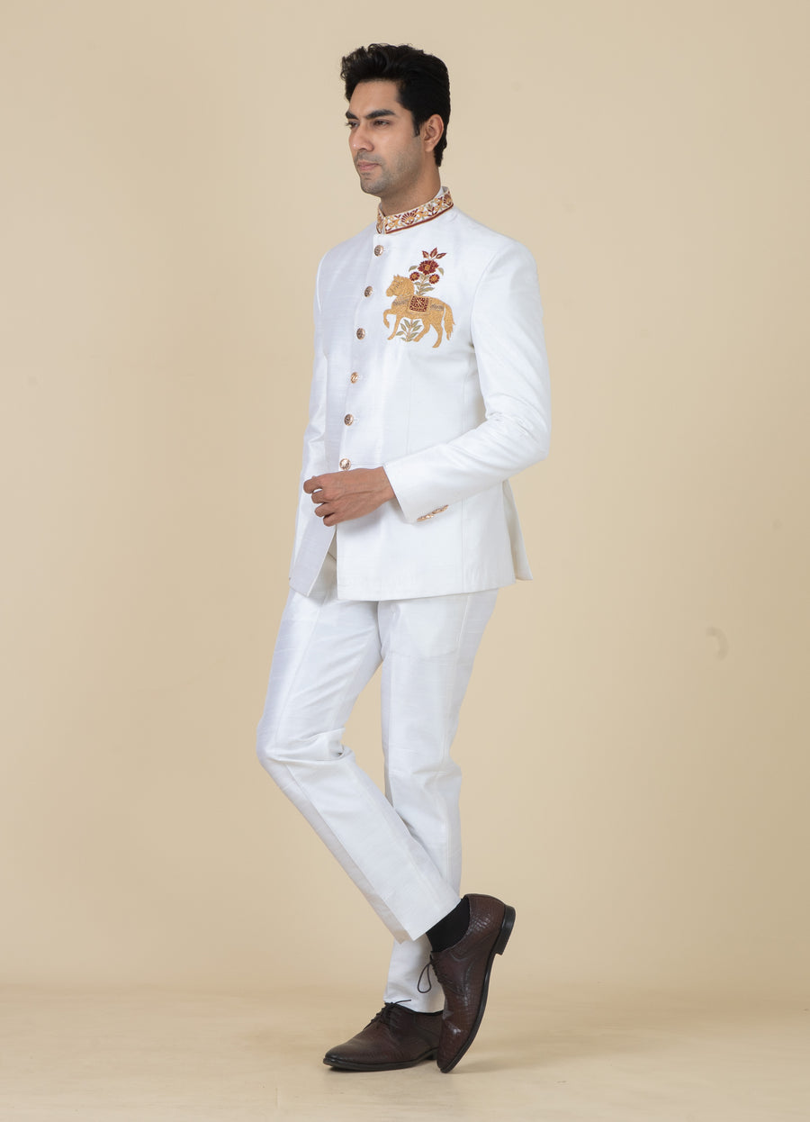 MLS EMBROIDERED JODHPURI SUIT 2PCS