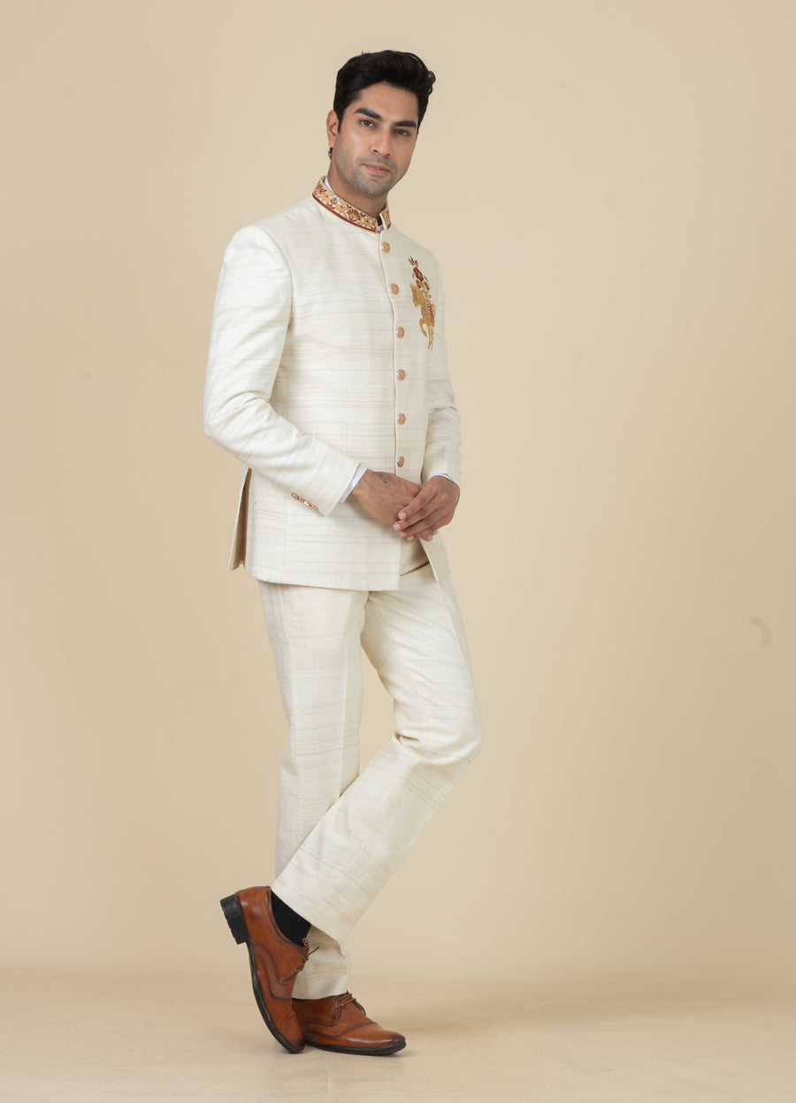 MLS EMBROIDERED JODHPURI SUIT 2PCS