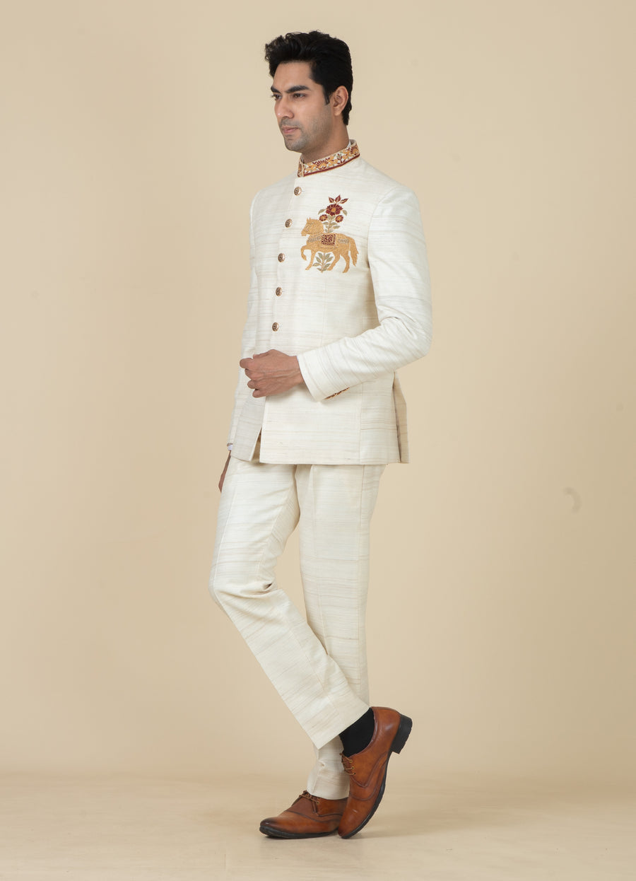 MLS EMBROIDERED JODHPURI SUIT 2PCS