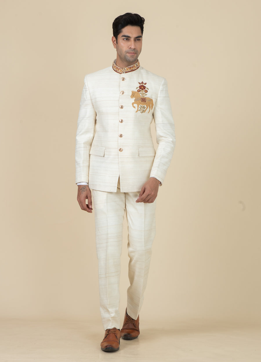 MLS EMBROIDERED JODHPURI SUIT 2PCS