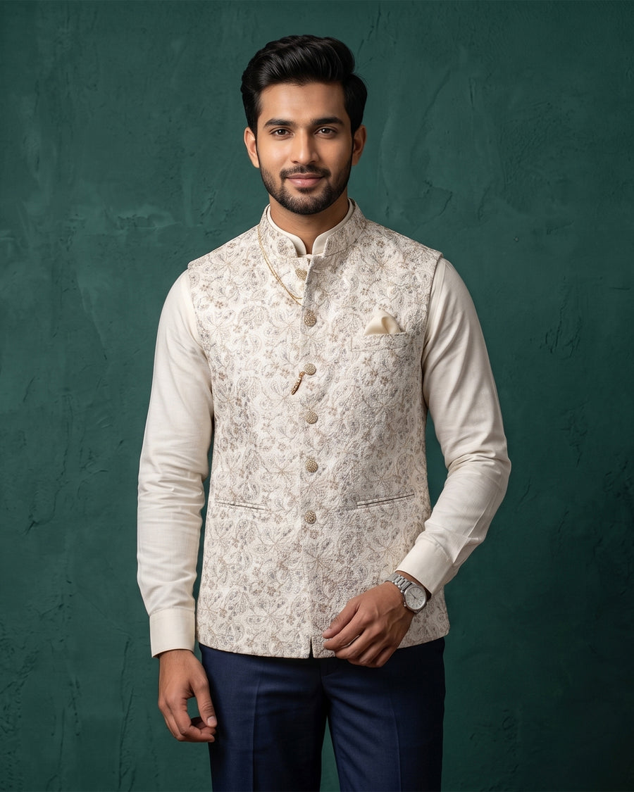 MLS EMBROIDERED JAWAHAR JACKET 1PC