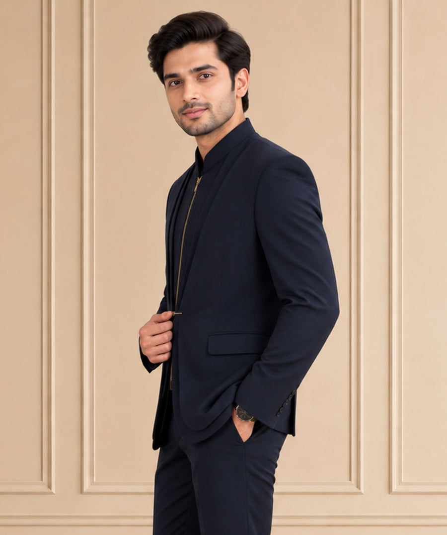 Japanese Suiting Solid, Plain Jodhpuri Suit 2Pc Saahab