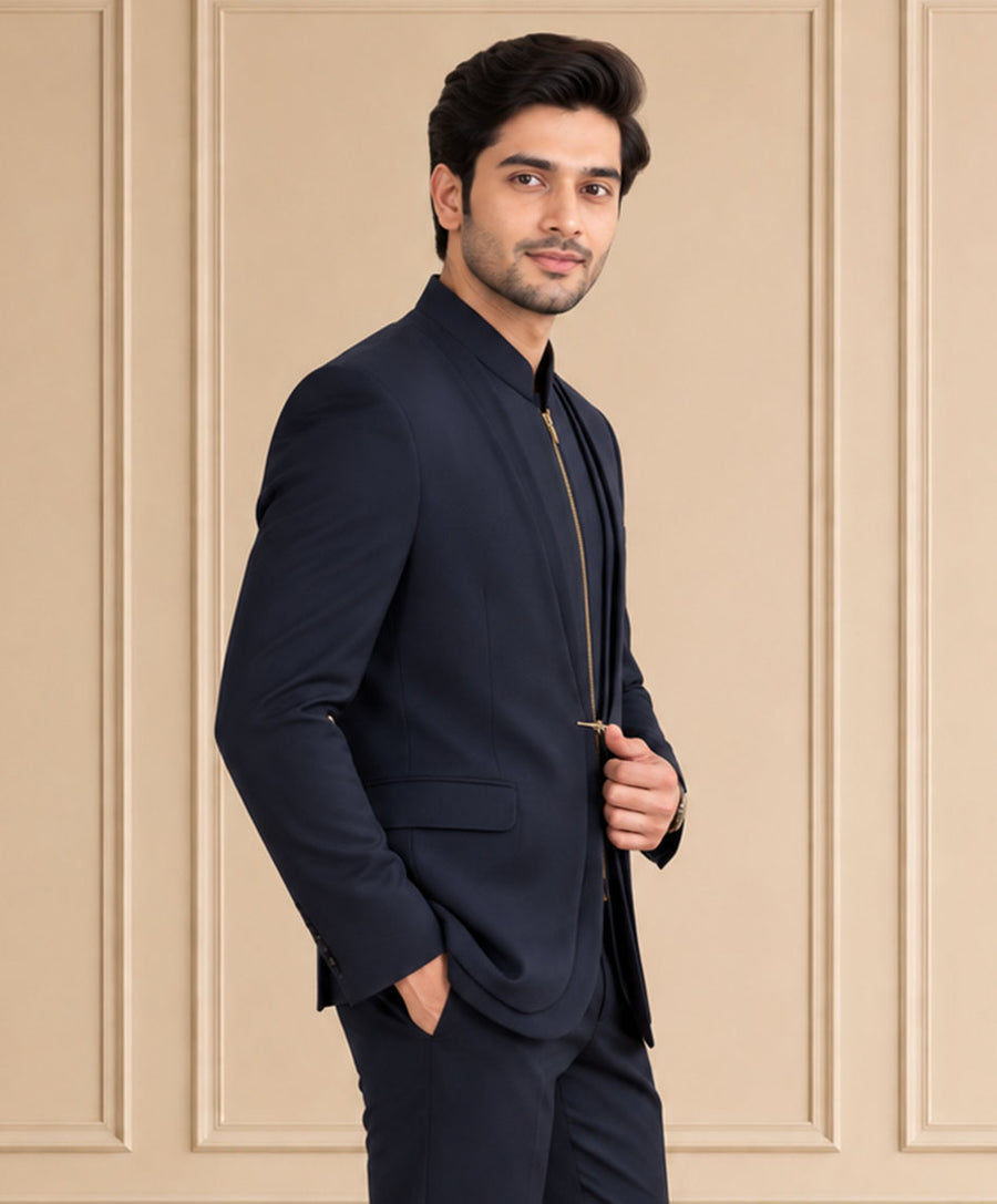 Japanese Suiting Solid, Plain Jodhpuri Suit 2Pc Saahab