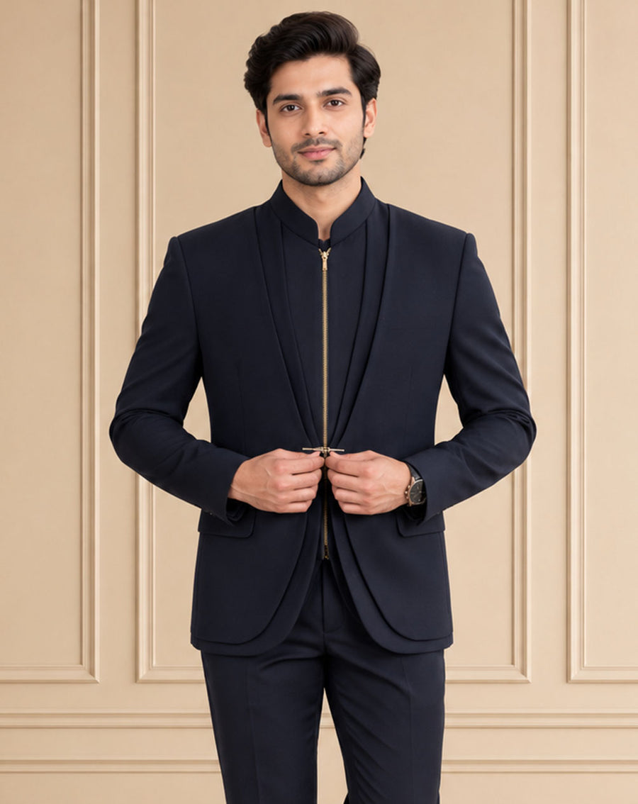 Japanese Suiting Solid, Plain Jodhpuri Suit 2Pc Saahab