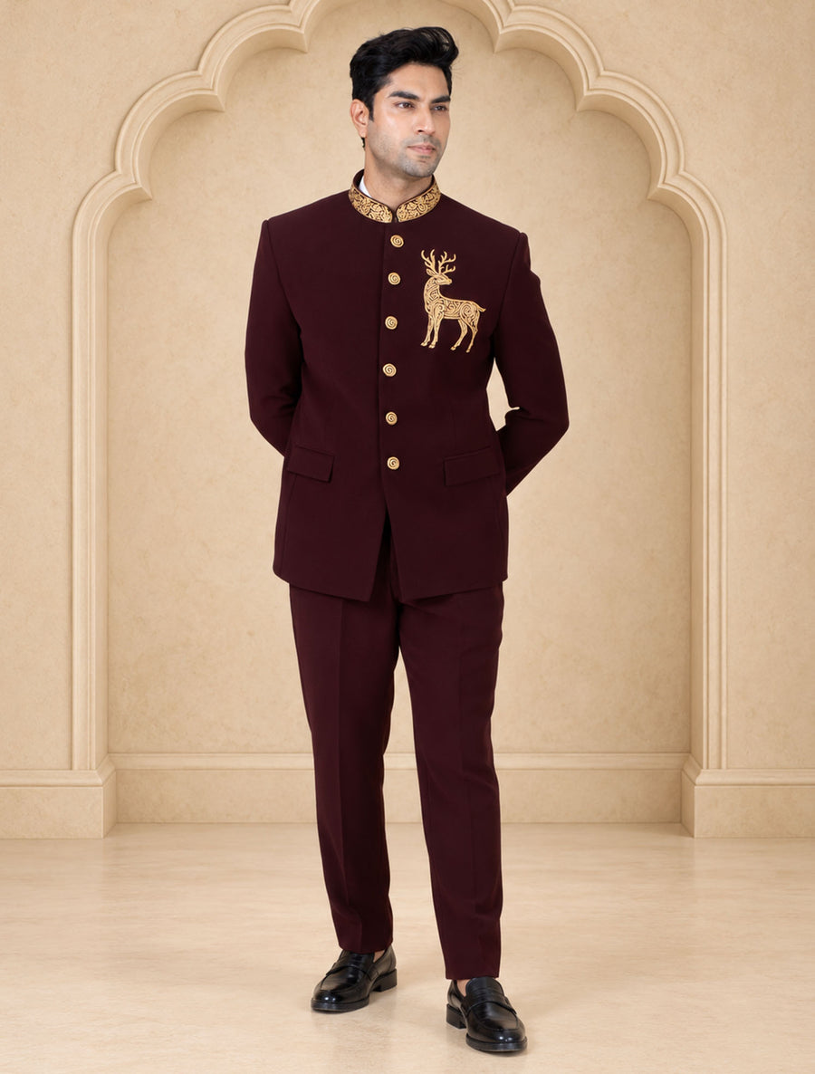 MLS EMBROIDERED JODHPURI SUIT 2PCS