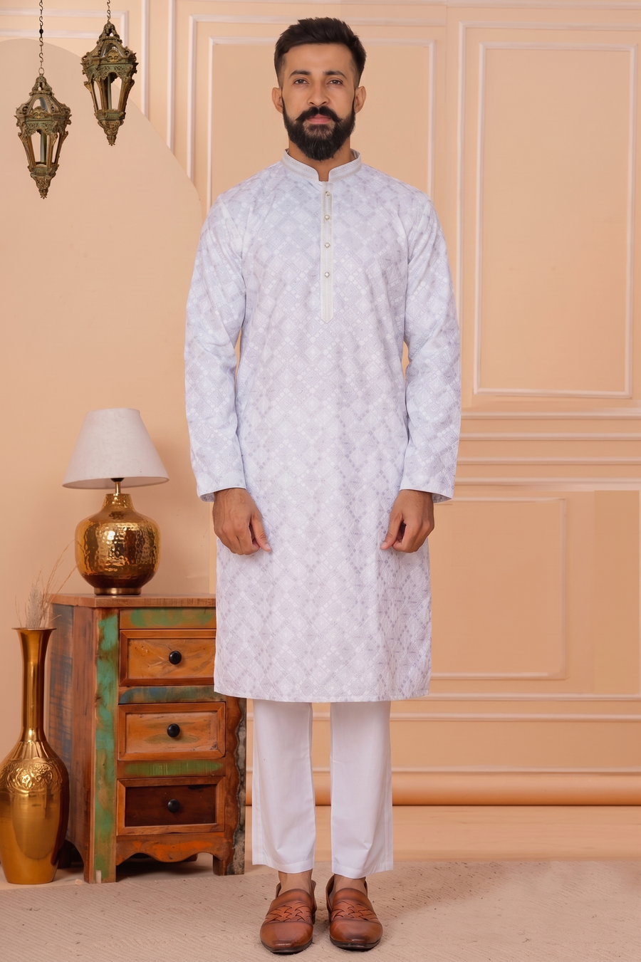MLS EMBROIDERED KURTA PAJAMA