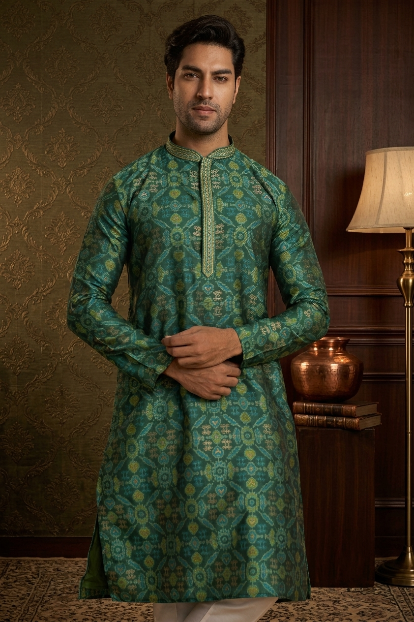 MLS EMBROIDERED KURTA PAJAMA