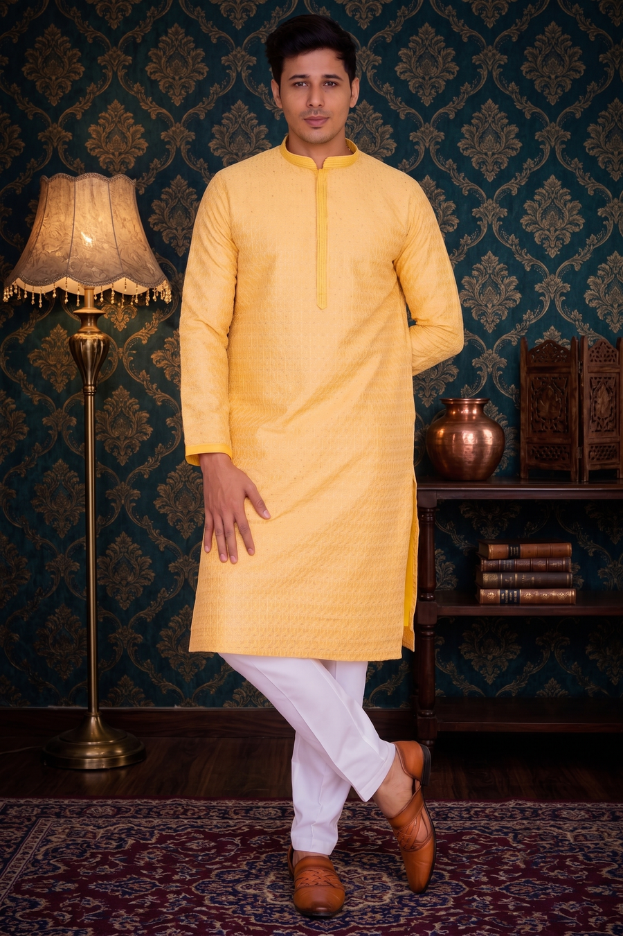 MLS EMBROIDERED KURTA PAJAMA