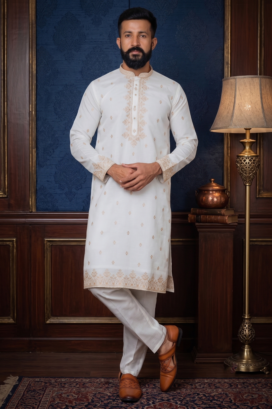 MLS EMBROIDERED KURTA PAJAMA