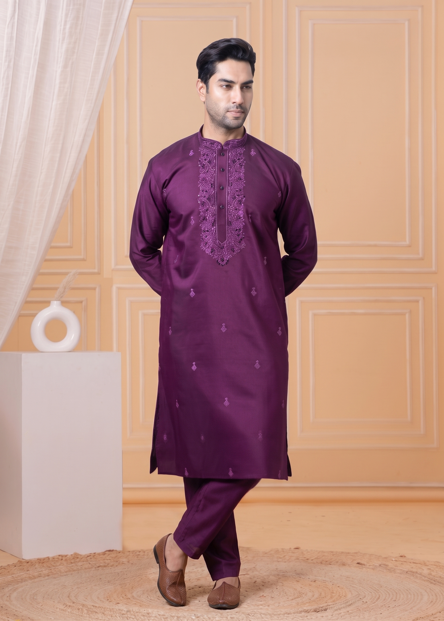 MLS EMBROIDERED KURTA PAJAMA