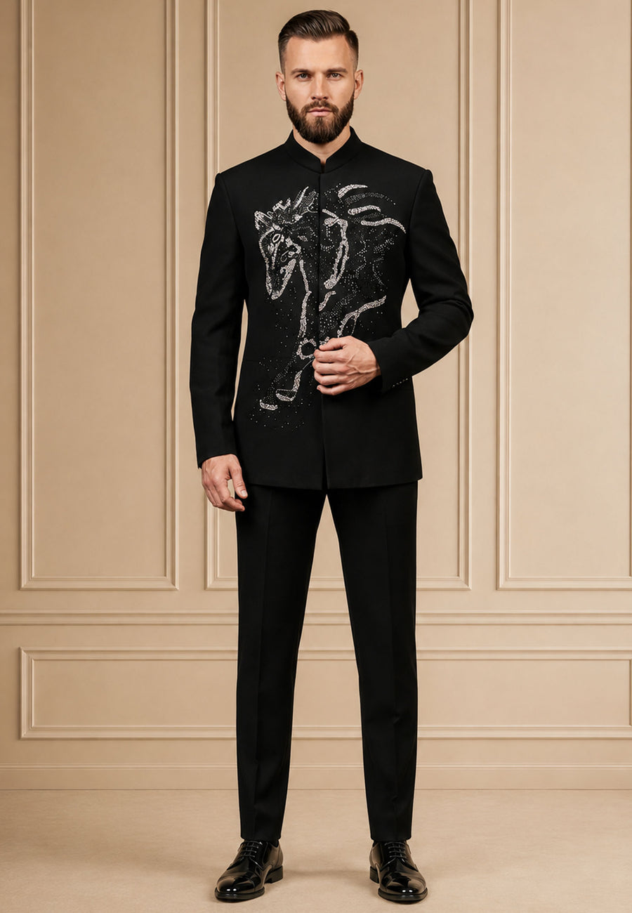 MLS EMBROIDERED JODHPURI SUIT 2PCS