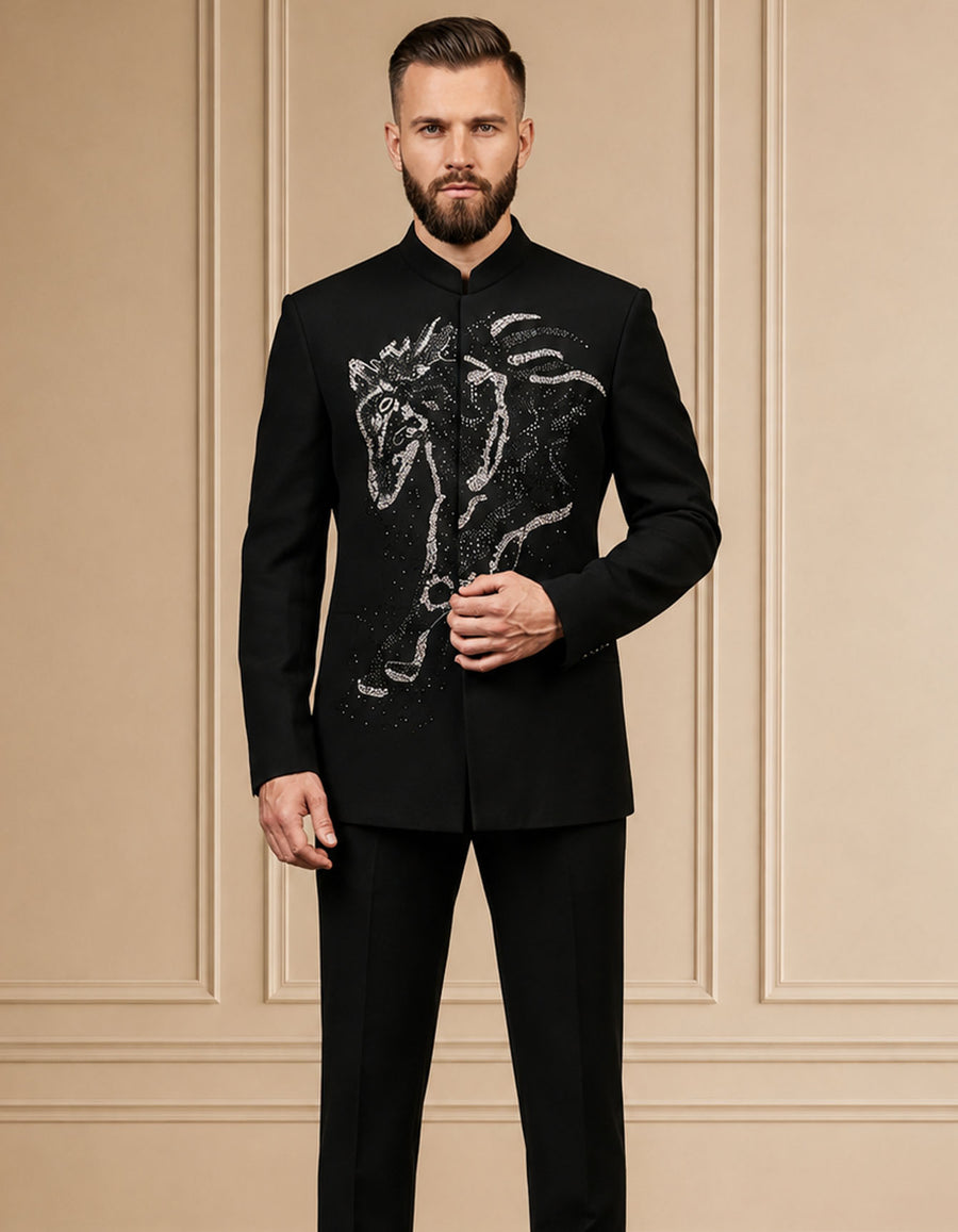 MLS EMBROIDERED JODHPURI SUIT 2PCS