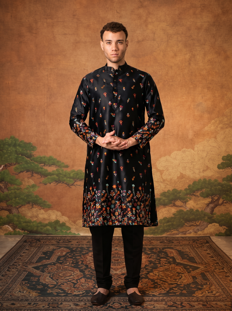 MLS EMBROIDERED KURTA PAJAMA 2PCS