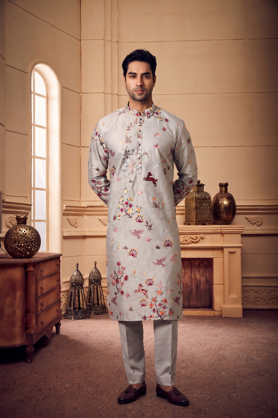MLS EMBROIDERED KURTA PAJAMA