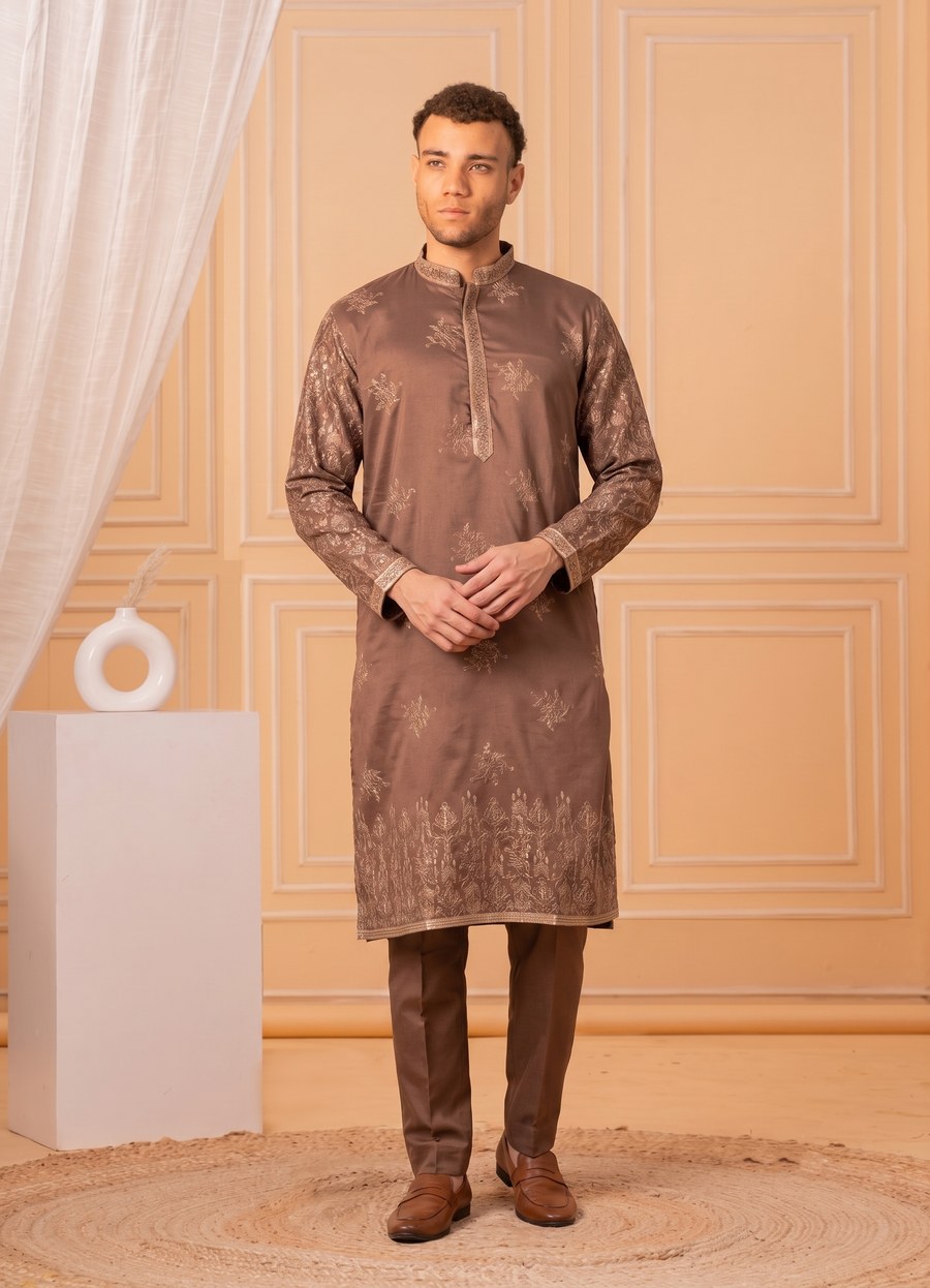 MLS EMBROIDERED KURTA PAJAMA 2PCS