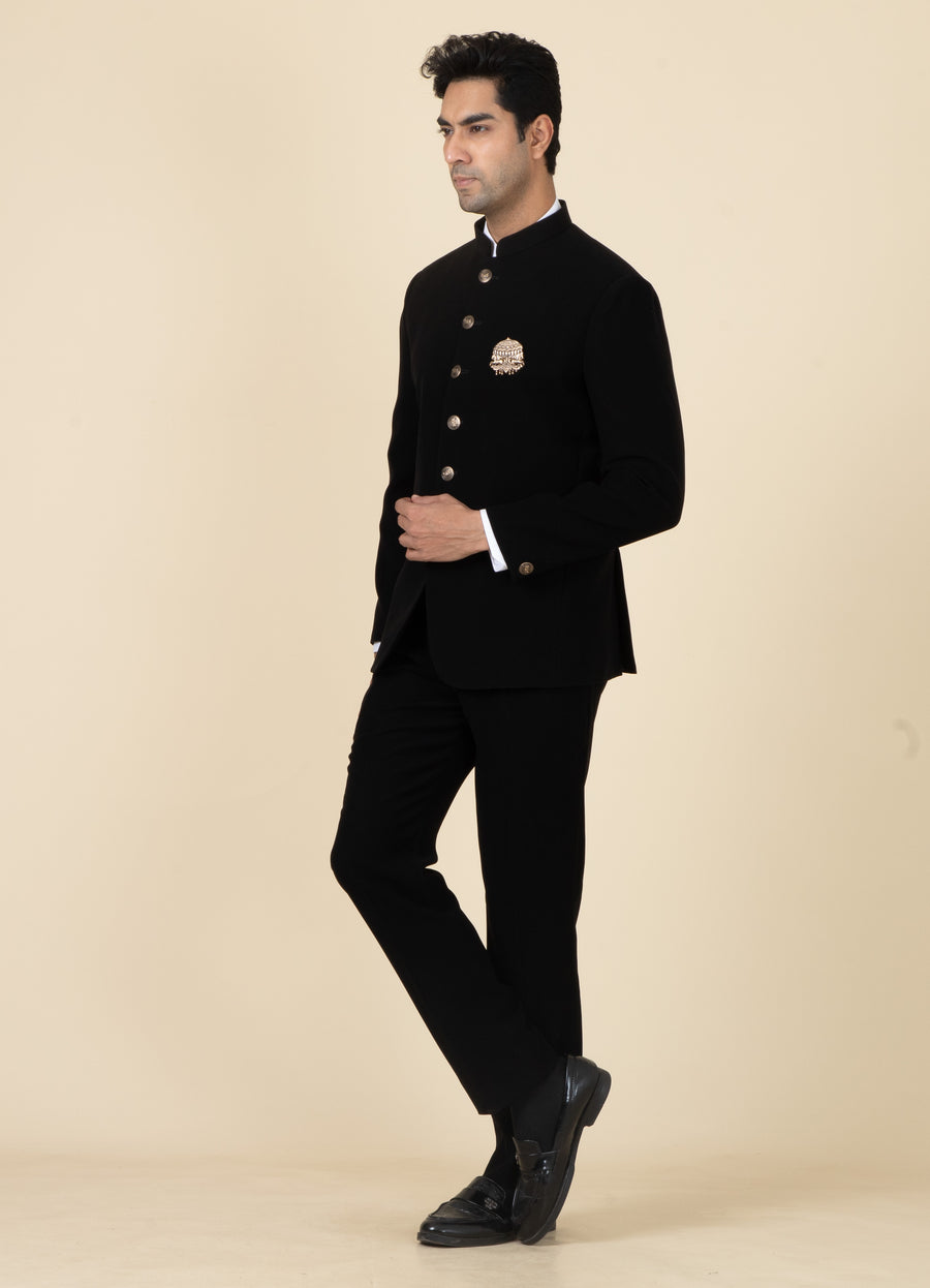 Jodhapuri Shut Rajput Shop Black Plain Jodhpuri Suit 5401 Online