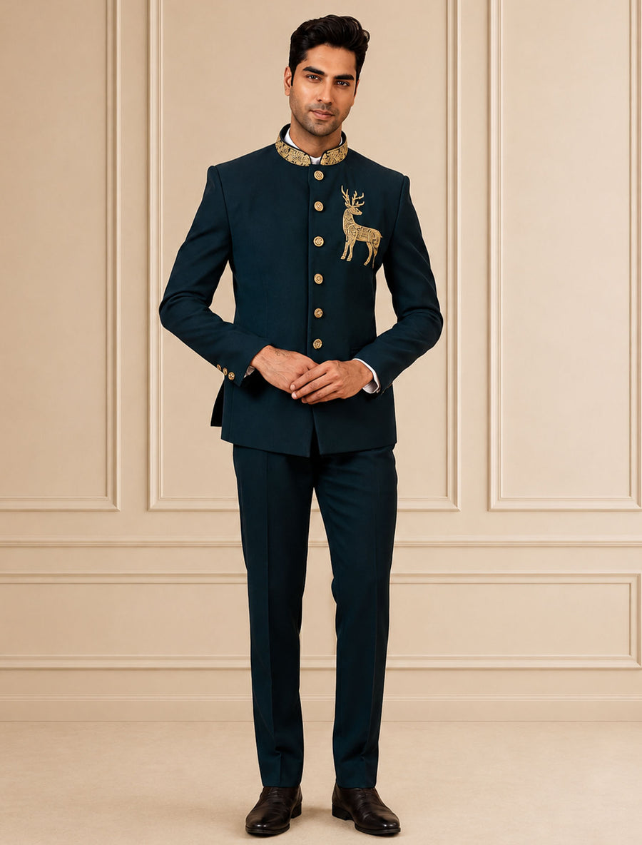 MLS EMBROIDERED JODHPURI SUIT 2PCS