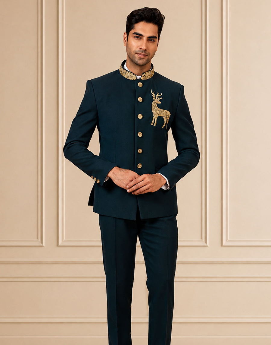 MLS EMBROIDERED JODHPURI SUIT 2PCS