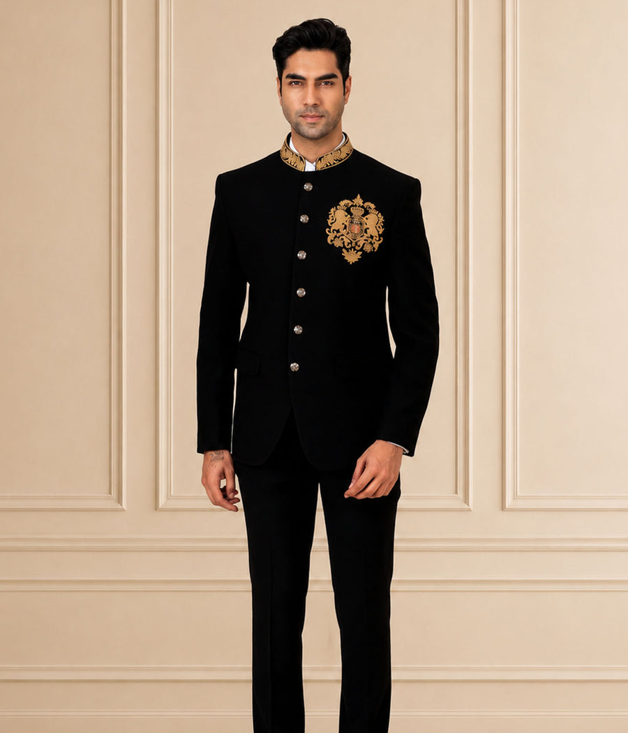 MLS EMBROIDERED JODHPURI SUIT 2PCS