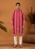 MLS EMBROIEDERED KURTA PAJAMA  STOLE 2PCS