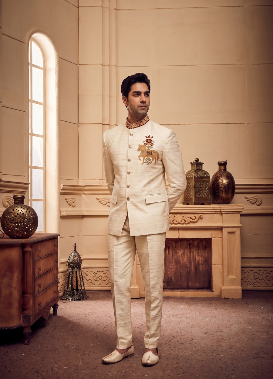 MLS EMBROIDERED JODHPURI SUIT 2PCS