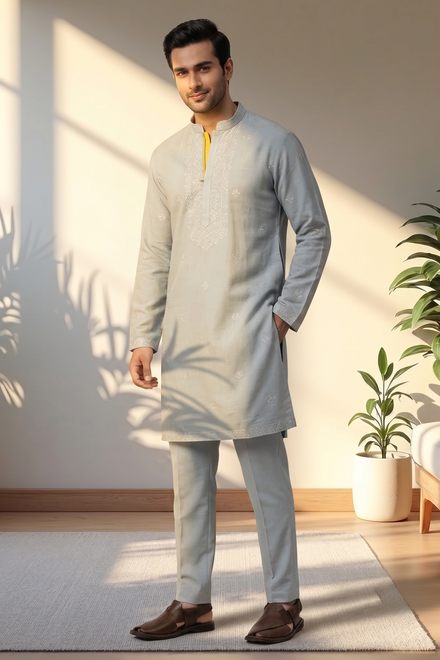 MLS EMBROIDERED KURTA PAJAMA