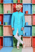 MLS PLAIN RAW SILK SHERWANI