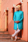MLS PLAIN RAW SILK SHERWANI