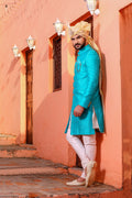 MLS PLAIN RAW SILK SHERWANI