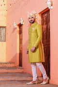 MLS PLAIN RAW SILK SHERWANI