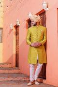 MLS PLAIN RAW SILK SHERWANI