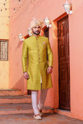 MLS PLAIN RAW SILK SHERWANI