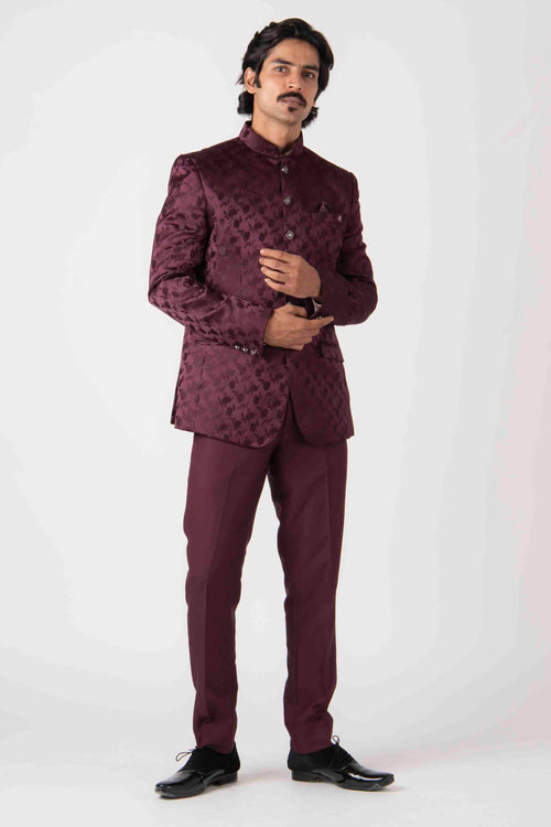 Jodhpuri Wedding Suit Maroon Prince Coat for Men Self Design Men Sherwani  With Kurta Pajama Set Designer Outfit for Haldi Sangeet. - Etsy