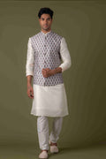 MLS ART SILK PRINTED NEHRU JACKET