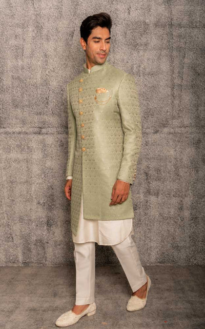 MLS JACQUARD ASYMMETRIC INDO WESTERN 3PCS