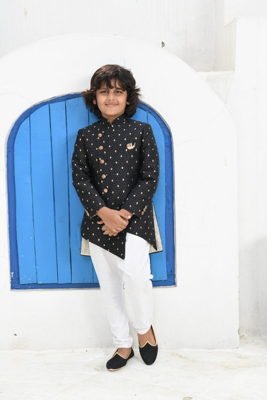 MLS BROCADE SILK ASYMMETRIC KIDS INDO WESTERN